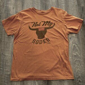 Bohemian Cowgirl Tee NOT MY FIRST RODEO Brown Short Sleeves Cotton Womens Large